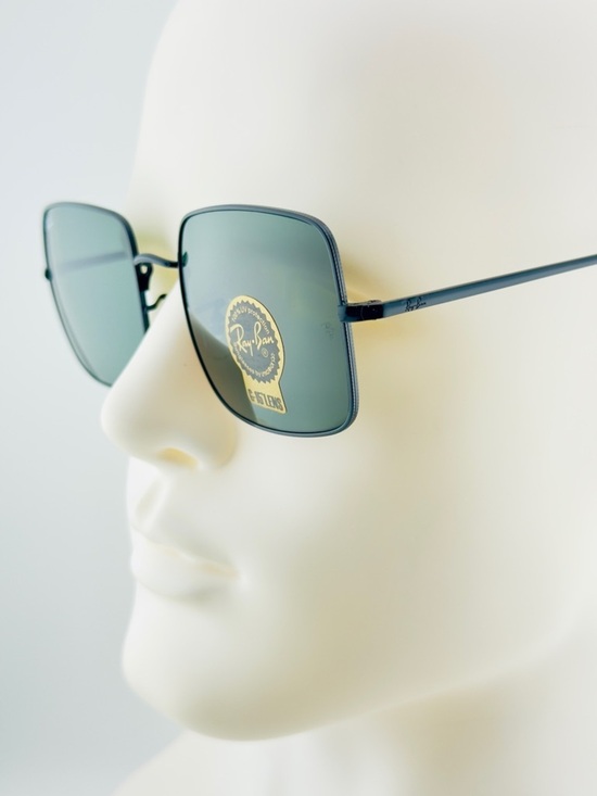 Ray-Ban Women’s Square Sunglasses RB1971 Polished Black Metal Frame Green Lenses main image 11